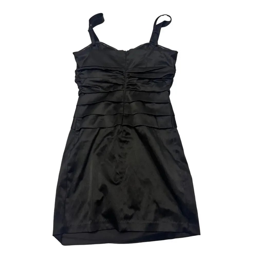 Nikibiki Size Small Vintage Black Sequin Beaded Bodice Mini Dress Ruched Detail